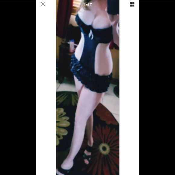 VS Sexy Little Things cutout ruffled Maid Costume  apron teddy slip lingerie 34B - Picture 2 of 6